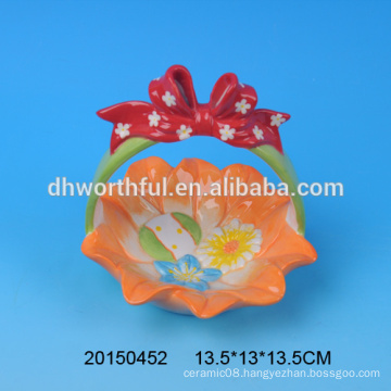 Portable ceramic Easter egg storage basket for promotion